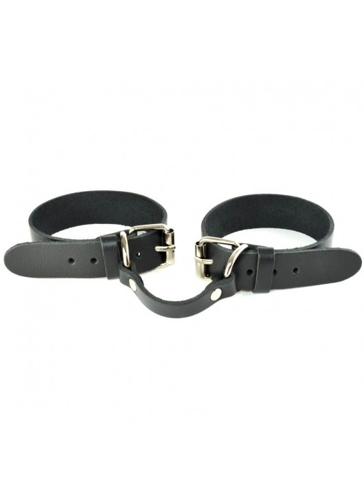 Черные кожаные наручники со съемной опушкой - Sitabella - купить с доставкой в Ельце