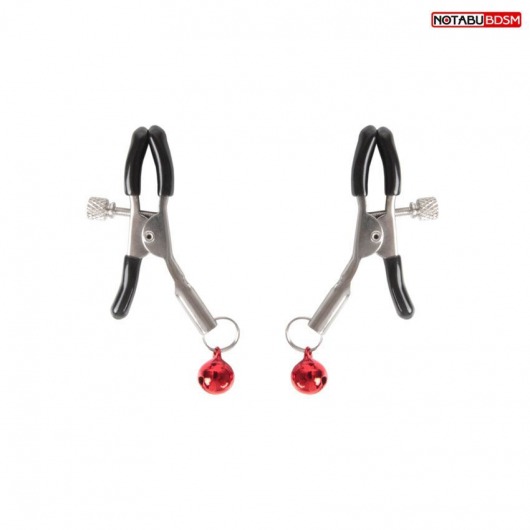 Серебристые зажимы на соски с шариками - Notabu - купить с доставкой в Ельце