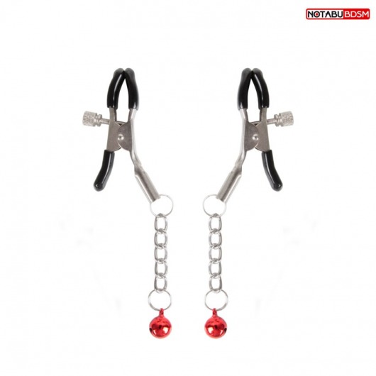 Серебристые зажимы на соски с шариками на цепочках - Notabu - купить с доставкой в Ельце