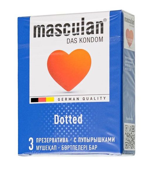 Презервативы с пупырышками Masculan Dotted - 3 шт. - Masculan - купить с доставкой в Ельце