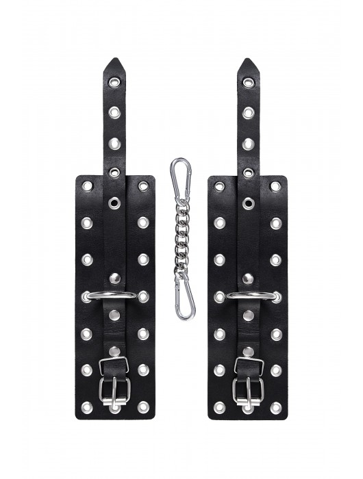 Черные кожаные однослойные наручники с люверсами - Pecado - купить с доставкой в Ельце