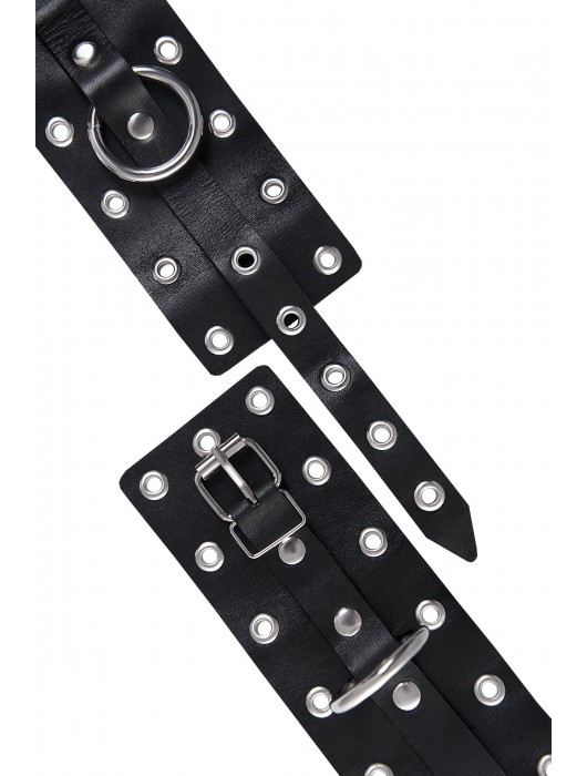 Черные кожаные однослойные наручники с люверсами - Pecado - купить с доставкой в Ельце