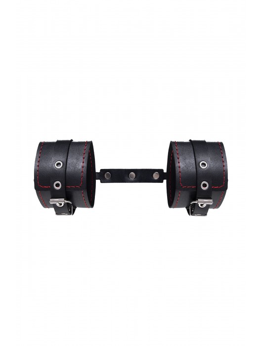 Черные кожаные однослойные оковы с контрастной строчкой - Pecado - купить с доставкой в Ельце