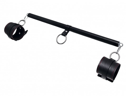 Черная распорка для ног с кожаными манжетами - Pecado - купить с доставкой в Ельце