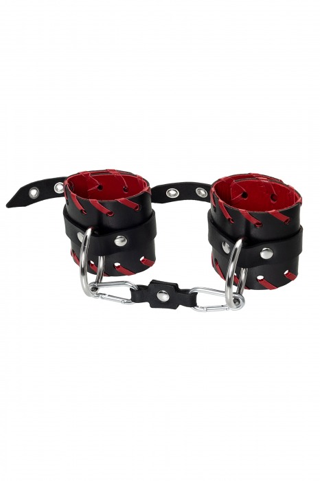Черно-красные наручники из натуральной кожи - Pecado - купить с доставкой в Ельце