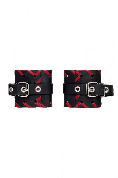 Черно-красные наручники из натуральной кожи - Pecado - купить с доставкой в Ельце
