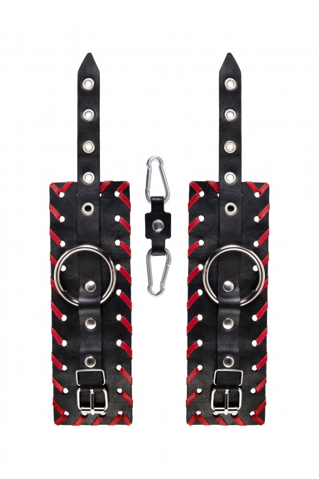 Черно-красные наручники из натуральной кожи - Pecado - купить с доставкой в Ельце