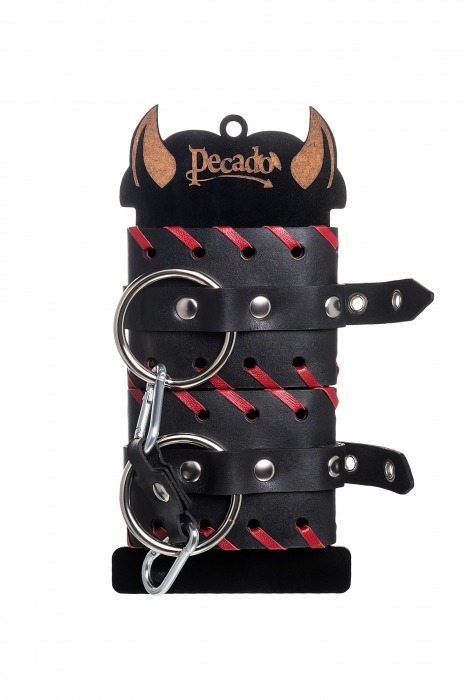 Черно-красные наручники из натуральной кожи - Pecado - купить с доставкой в Ельце