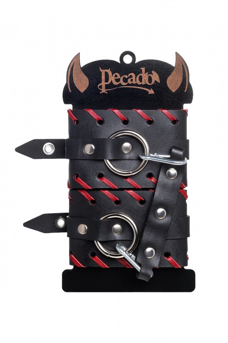 Черно-красные оковы из натуральной кожи - Pecado - купить с доставкой в Ельце