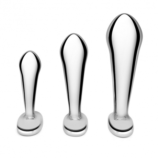 Набор из 3 стальных стимуляторов простаты Stainless Steel P-spot Training Set - b-Vibe - в Ельце купить с доставкой