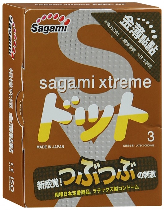 Презервативы Sagami Xtreme FEEL UP с точечной текстурой и линиями прилегания - 3 шт. - Sagami - купить с доставкой в Ельце