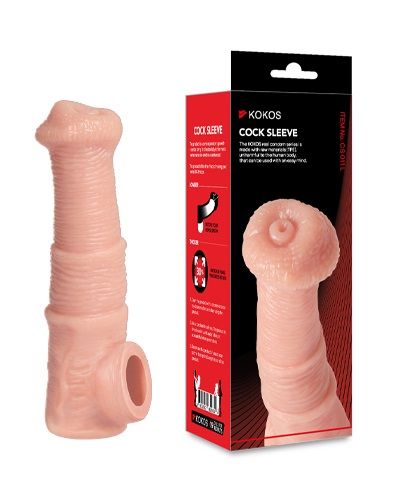 Телесная фантазийная насадка на член Cock Sleeve Size M - KOKOS - в Ельце купить с доставкой