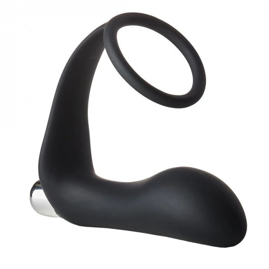 Черное эрекционное кольцо с вибропробкой Vibrating Anal Plug With Cockring - Dream Toys - в Ельце купить с доставкой