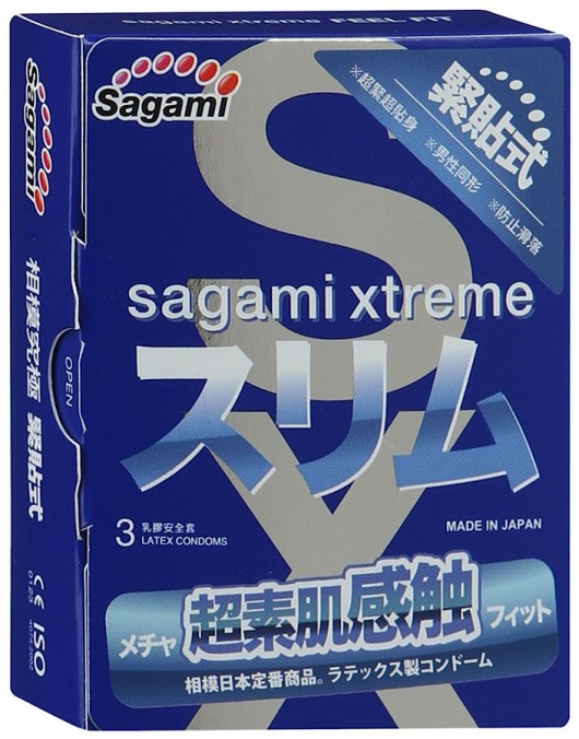 Розовые презервативы Sagami Xtreme FEEL FIT 3D - 3 шт. - Sagami - купить с доставкой в Ельце