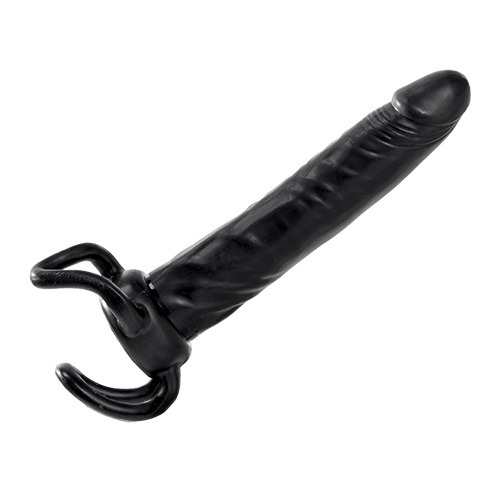 Чёрная насадка-фаллос для двойного проникновения INFLATABLE DILDO SLIM DONG  - 13,5 см. - Toyz4lovers - в Ельце купить с доставкой