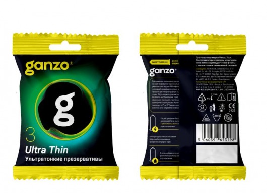Ультратонкие презервативы Ganzo Ultra thin в мягкой упаковке - 3 шт. - Ganzo - купить с доставкой в Ельце