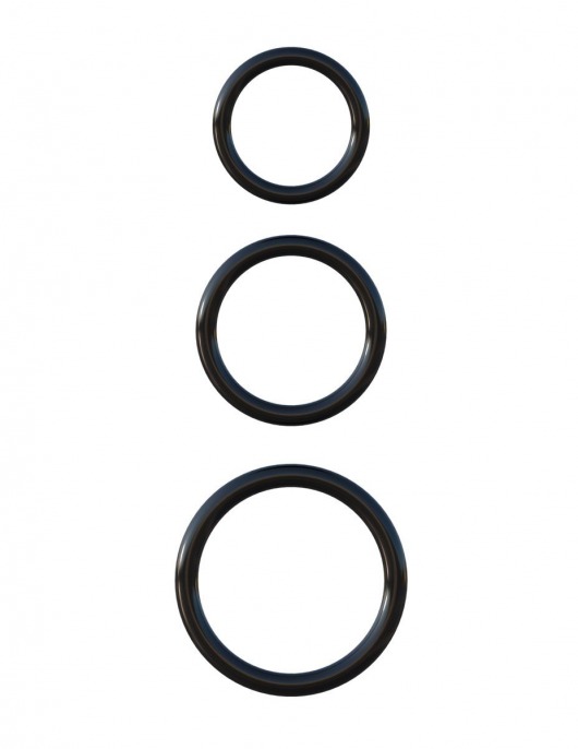 Набор из трех черных эрекционных колец Silicone 3-Ring Stamina Set - Pipedream - в Ельце купить с доставкой