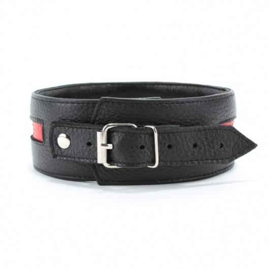 Черно-красный ошейник на пряжке - БДСМ Арсенал - купить с доставкой в Ельце