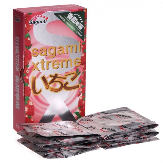 Презервативы Sagami Xtreme Strawberry c ароматом клубники - 10 шт. - Sagami - купить с доставкой в Ельце