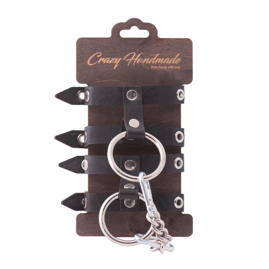 Черные однослойные наручники из натуральной кожи - Crazy Handmade - купить с доставкой в Ельце