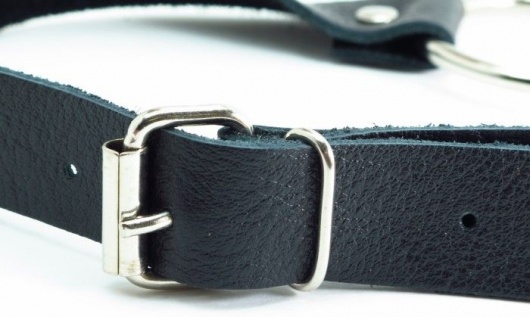 Черный кожаный кляп с кольцом - БДСМ Арсенал - купить с доставкой в Ельце