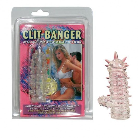 Прозрачная насадка с шипами и клиторальной шишечкой CLIT-BANGER SLEEVE IN CLEAR - Tonga - в Ельце купить с доставкой