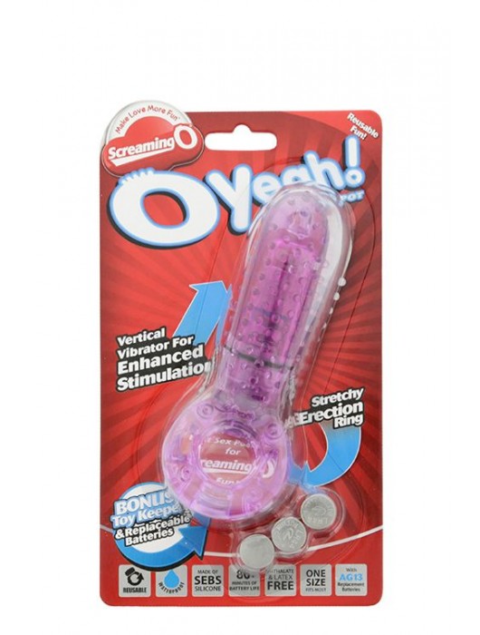 Фиолетовое эрекционное кольцо с вибрацией и пальчиком OYEAH PURPLE - Screaming O - в Ельце купить с доставкой