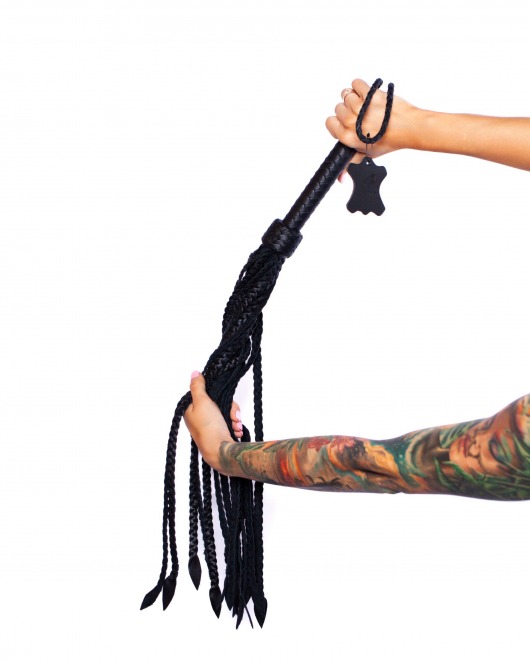 Черный плетёный флоггер Scandal из натуральной кожи - 78 см. - Scandal - купить с доставкой в Ельце