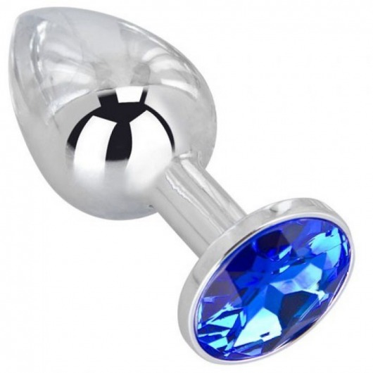 Анальное украшение BUTT PLUG  Small с синим кристаллом - 7 см. - Anal Jewelry Plug - купить с доставкой в Ельце