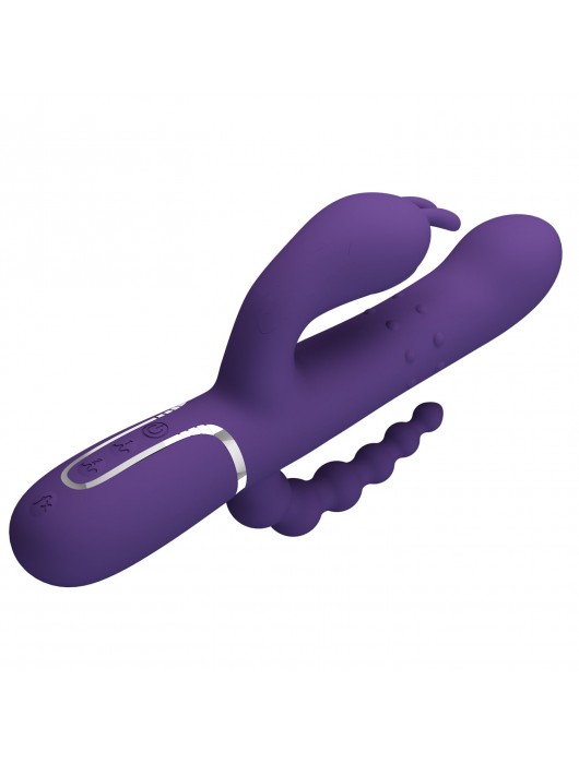 Фиолетовый вибратор для тройной стимуляции Cammy - 22,2 см. - Baile