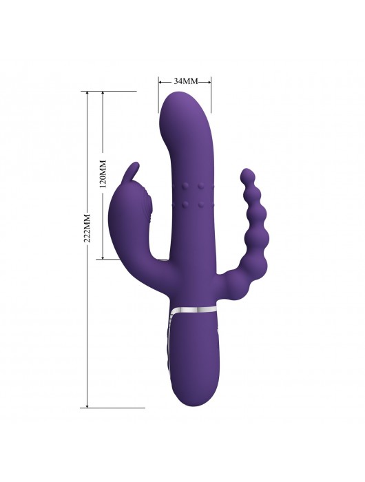 Фиолетовый вибратор для тройной стимуляции Cammy - 22,2 см. - Baile