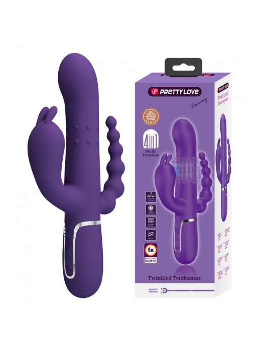 Фиолетовый вибратор для тройной стимуляции Cammy - 22,2 см. - Baile