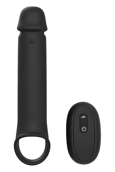 Черная насадка-удлинитель с вибрацией Vibrating Extender With Remote - Dream Toys - в Ельце купить с доставкой