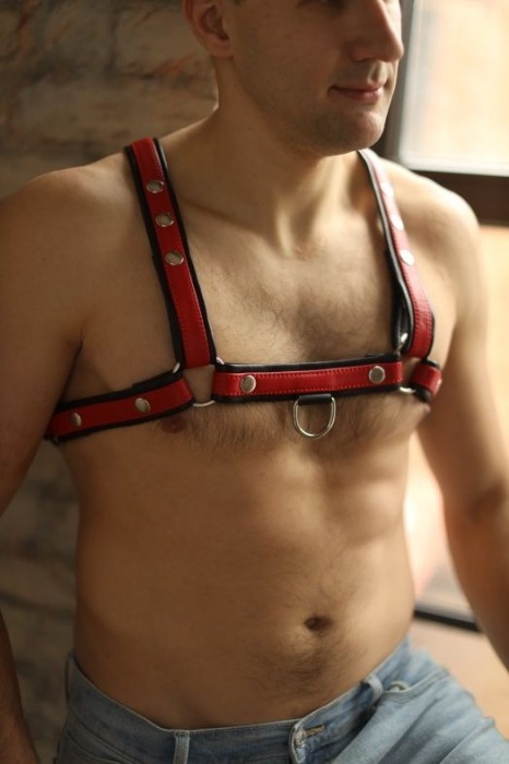 Черно-красная мужская портупея Black-Red - БДСМ Арсенал - купить с доставкой в Ельце