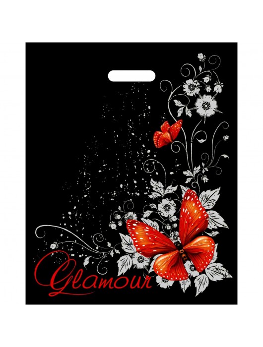 Черный пакет Glamour с вырубной ручкой (38х47 см) - Сима-Ленд - купить с доставкой в Ельце