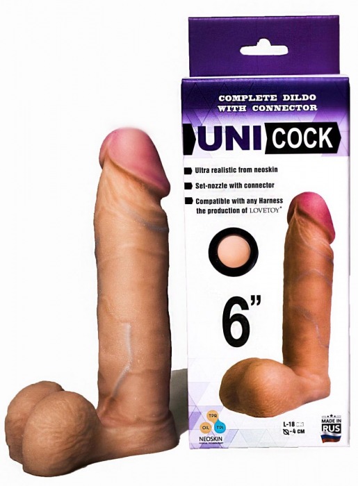 Насадка для страпона фаллической формы UNICOCK 6  - 18 см. - LOVETOY (А-Полимер) - купить с доставкой в Ельце