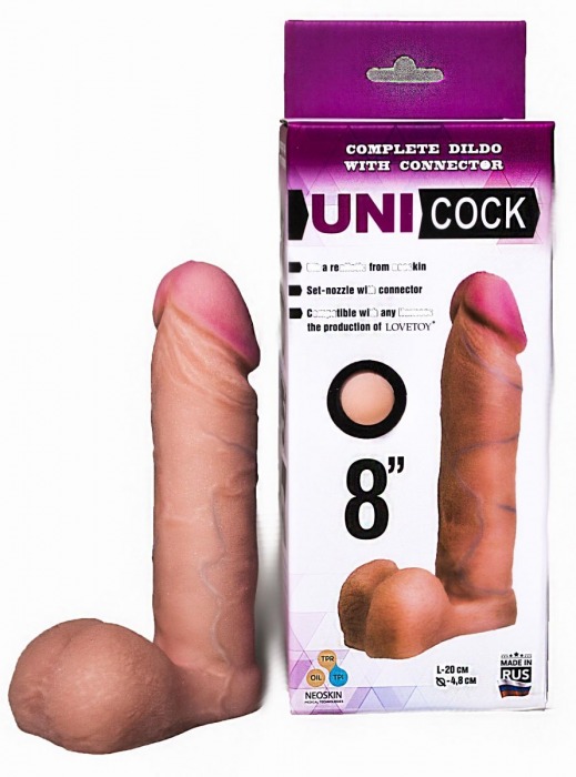 Фаллическая насадка для страпона UNICOCK 8  - 20 см. - LOVETOY (А-Полимер) - купить с доставкой в Ельце
