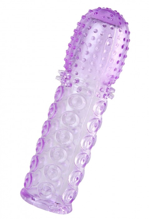 Фиолетовая рельефная насадка на пенис - 13,5 см. - A-toys - в Ельце купить с доставкой