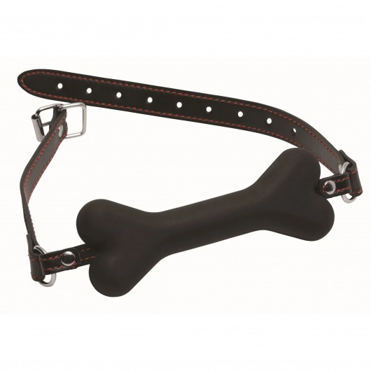 Черный кляп в форме косточки Hound Adjustable Dog Bone Gag - XR Brands - купить с доставкой в Ельце