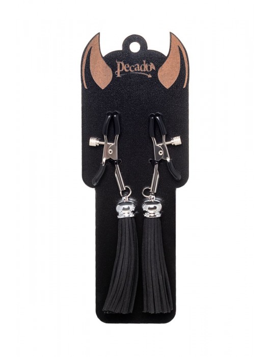 Зажимы на соски «Прищепки» с черными кисточками из замши - Pecado - купить с доставкой в Ельце