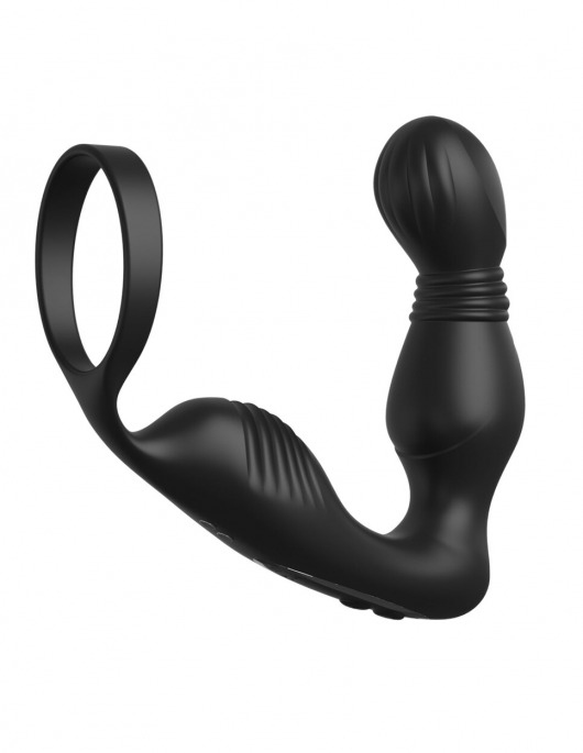Черный вибростимулятор простаты с эрекционным кольцом Ass-Gasm Pro P-Spot Milker - Pipedream - в Ельце купить с доставкой