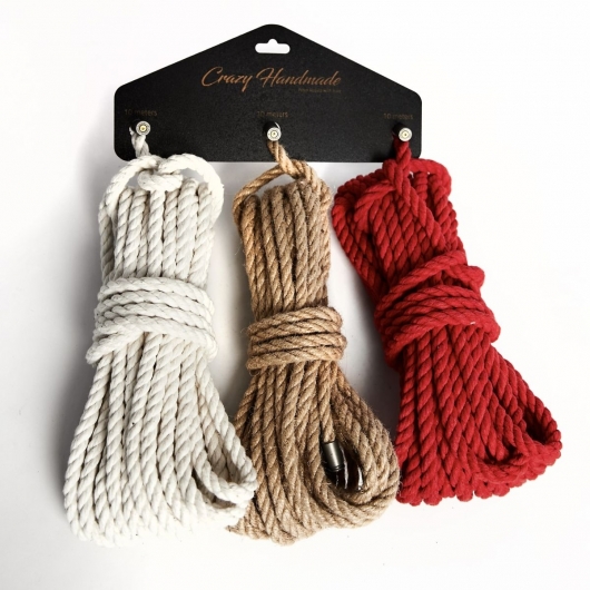 Набор из 3 разноцветных веревок для шибари - Crazy Handmade - купить с доставкой в Ельце