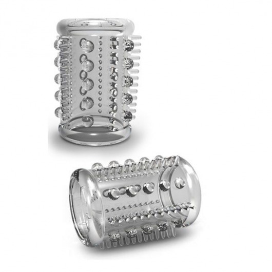 Прозрачная насадка с шипами и шишечками STAY HARD COCK SLEEVE 03 CLEAR - Blush Novelties - в Ельце купить с доставкой