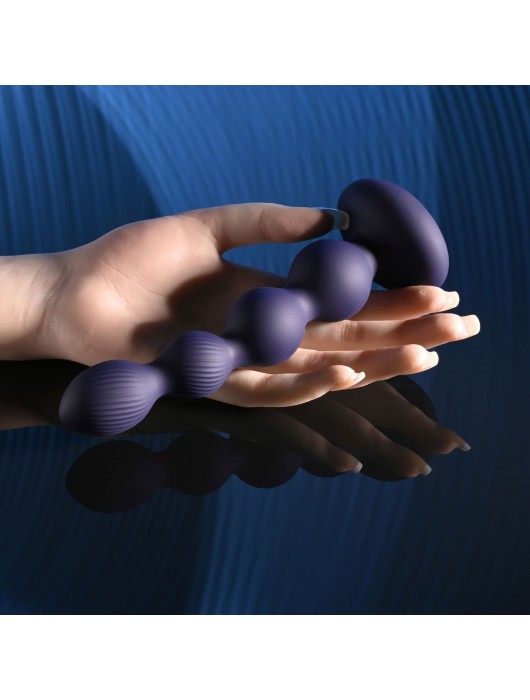 Фиолетовые анальные бусы с вибрацией и вращением Pleasure Orbit - 17,8 см. - Evolved