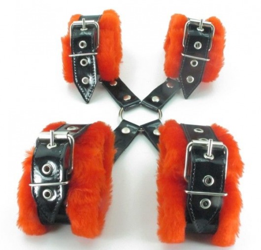 Набор оков с красным мехом BDSM Light - БДСМ Арсенал - купить с доставкой в Ельце