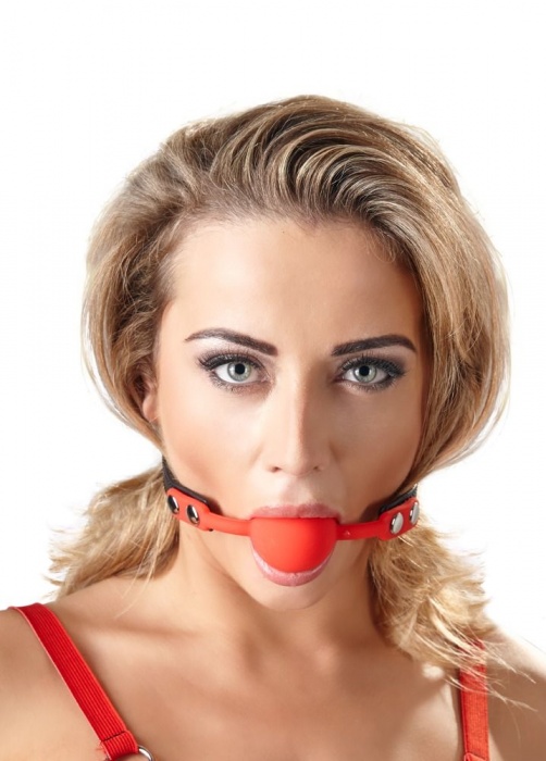 Силиконовый кляп-шар на чёрных ремешках Red Gag silicone - Orion - купить с доставкой в Ельце