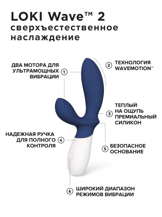 Синий вибромассажер простаты Lelo Loki Wave 2 - 19,6 см. - Lelo - в Ельце купить с доставкой