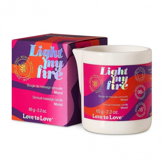 Массажная свеча Light My Fire с ароматом моной - 80 мл. - Love to Love - купить с доставкой в Ельце