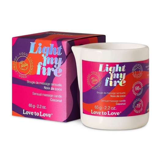 Массажная свеча Light My Fire Coconut с ароматом кокоса - 65 гр. - Love to Love - купить с доставкой в Ельце