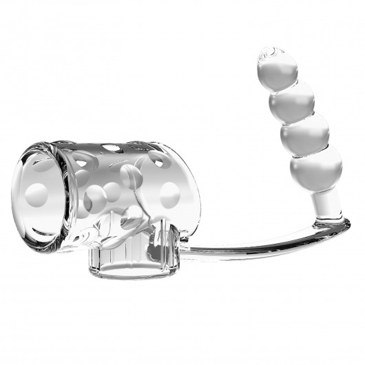 Прозрачная насадка на пенис и мошонку с анальным стимулятором Rilley - Baile - в Ельце купить с доставкой